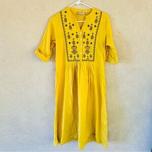 Utsa Ethnic Embroidered Midi Dress Sz S